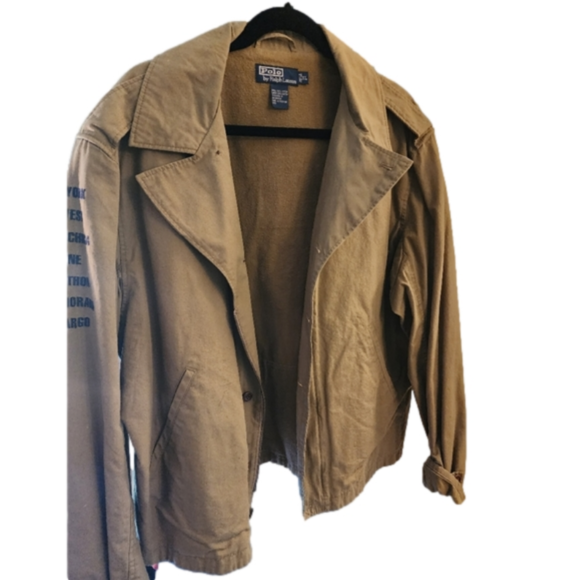 Vintage Ralph Lauren Polo Key West Khaki Green Embroidered Jacket Mens XL - Picture 1 of 12